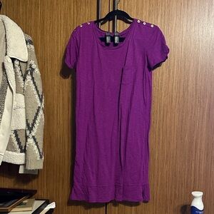 Elegant Purple Mini Dress with Button Accents